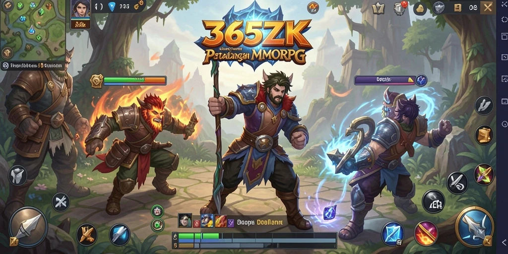 Tampilan utama gameplay 365ZK dengan pertarungan seru di dunia MMORPG.