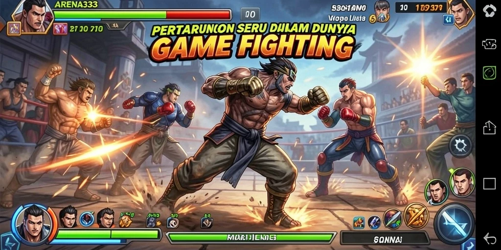 Screenshot dari gameplay ARENA333 menampilkan aksi pertarungan yang intens.