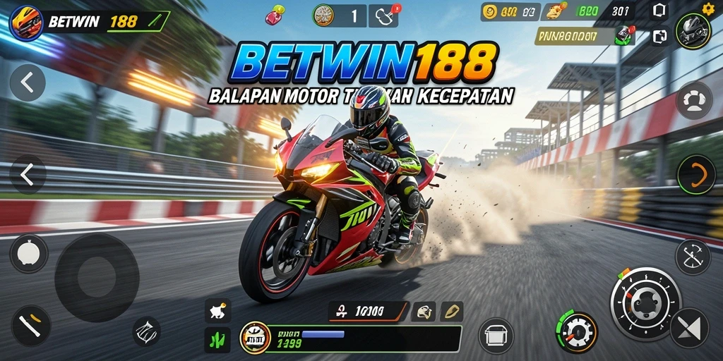 Tampilan mendebarkan dari gameplay balapan motor di BETWIN188.