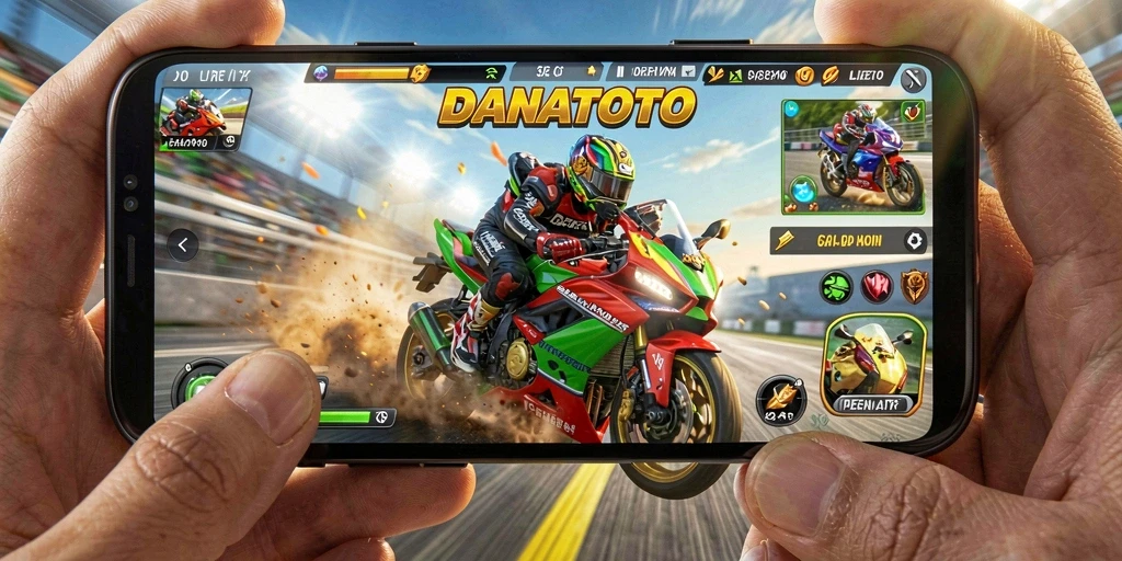 Gameplay seru balapan motor dalam DANATOTO.
