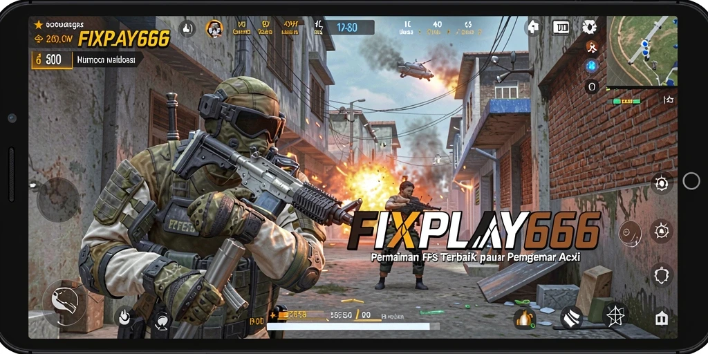 Tangkapan layar menunjukkan aksi mendebarkan dalam permainan FPS FIXPLAY666.