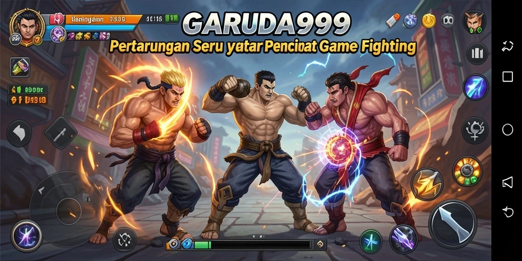 Tampilan gameplay <strong>GARUDA999</strong> yang menegangkan dalam pertarungan antar karakter.