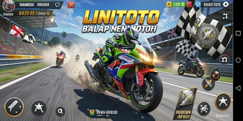 Tampilan menarik dari gameplay balap motor di LINITOTO.