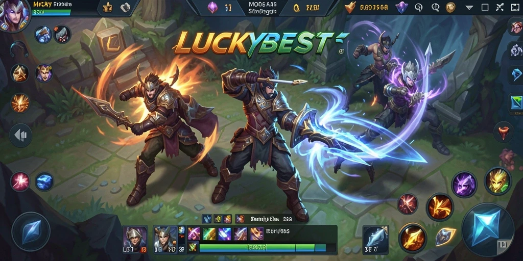 Gambaran gameplay seru di LUCKYBEST dengan aksi MOBA yang mendebarkan.