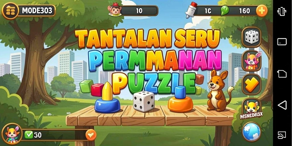 Screenshot MODE303 menunjukkan gameplay puzzle yang menarik.