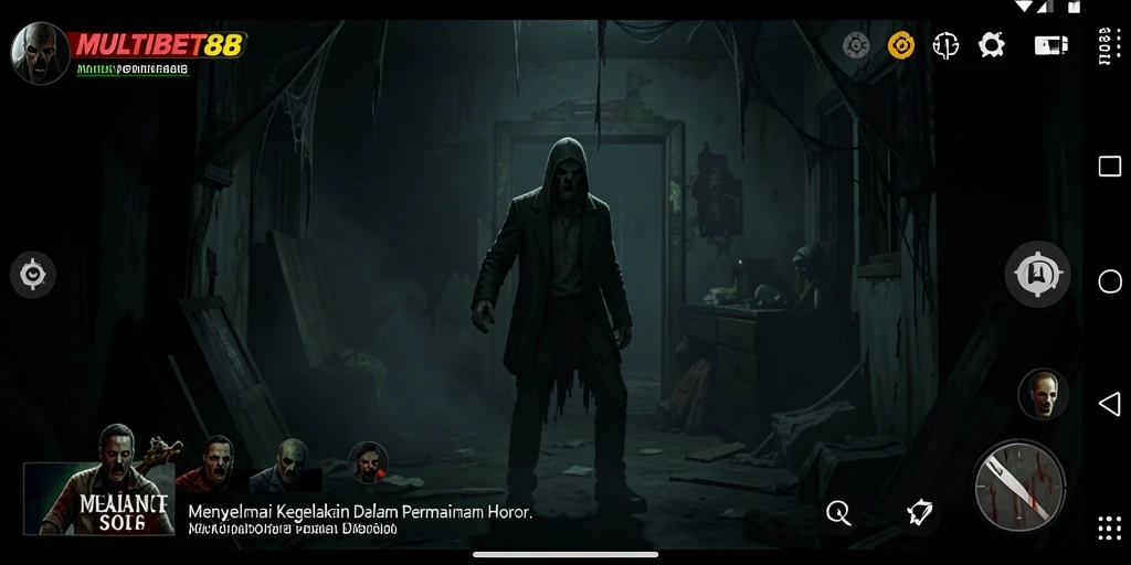 Gameplay MULTIBET88 yang menegangkan dan menyeramkan di lingkungan gelap.