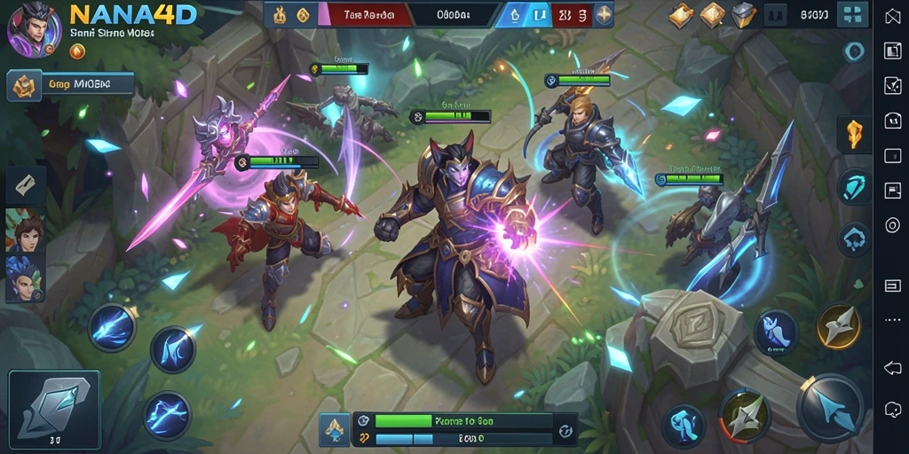 Tampilan gameplay NANA4D yang intens dan seru dalam pertempuran tim.