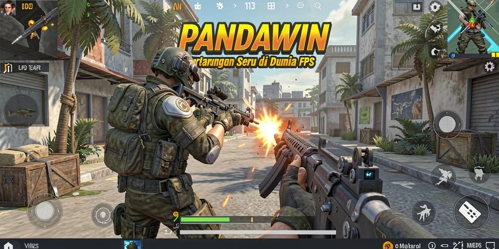 Screenshot gameplay PANDAWIN yang menunjukkan aksi tembakan seru.