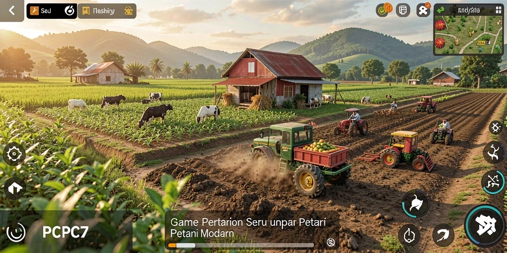 Tangkapan layar utama menunjukkan gameplay seru di ladang PCPC7.