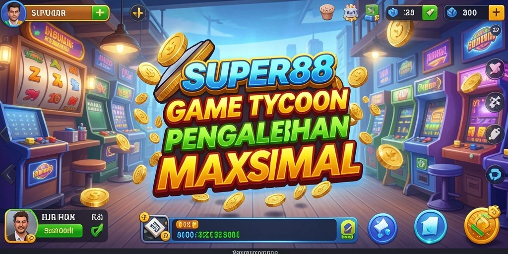 Tampilan gameplay dari <strong>SUPER88</strong> yang menggambarkan strategi bisnis yang menantang.