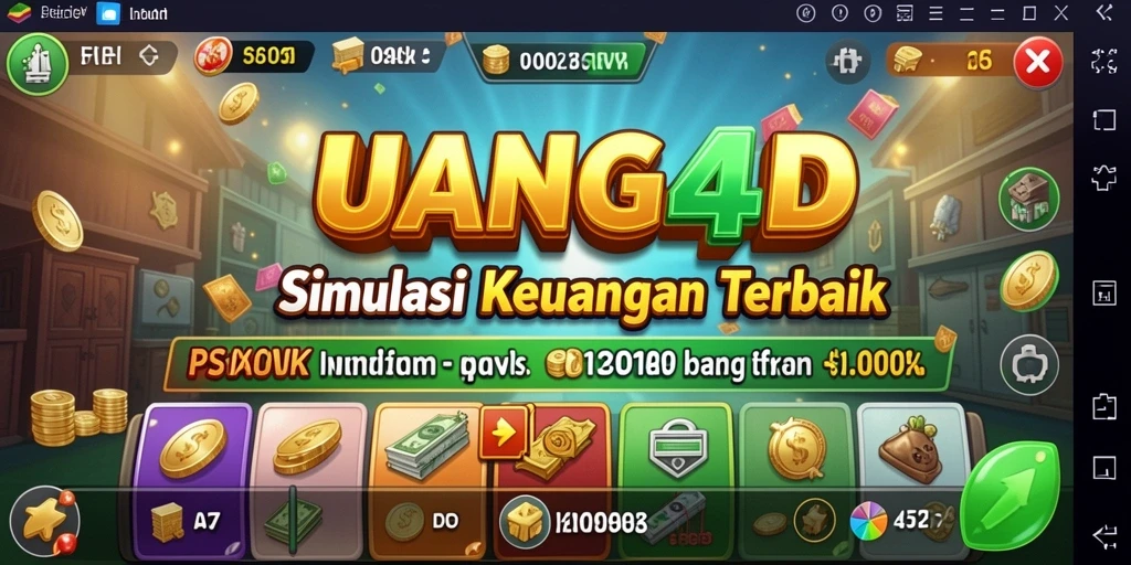 Screenshot gameplay UANG4D menampilkan simulasi pengelolaan keuangan.