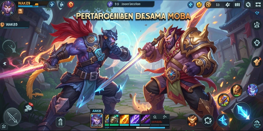 Tangkapan layar menunjukkan pertarungan seru dalam WAK89 dengan berbagai hero yang beraksi.