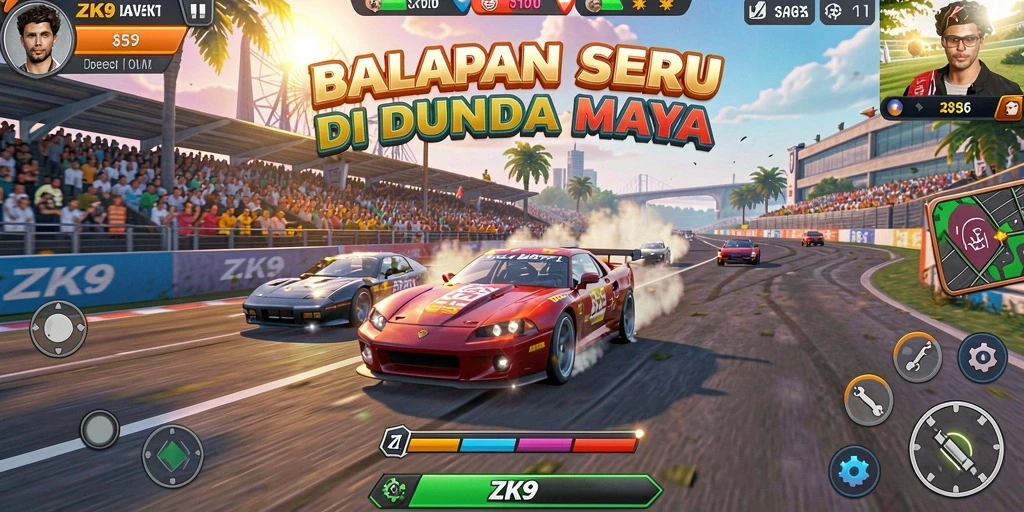 Screenshot ZK9 menampilkan aksi balapan yang mendebarkan dan grafis yang menawan.